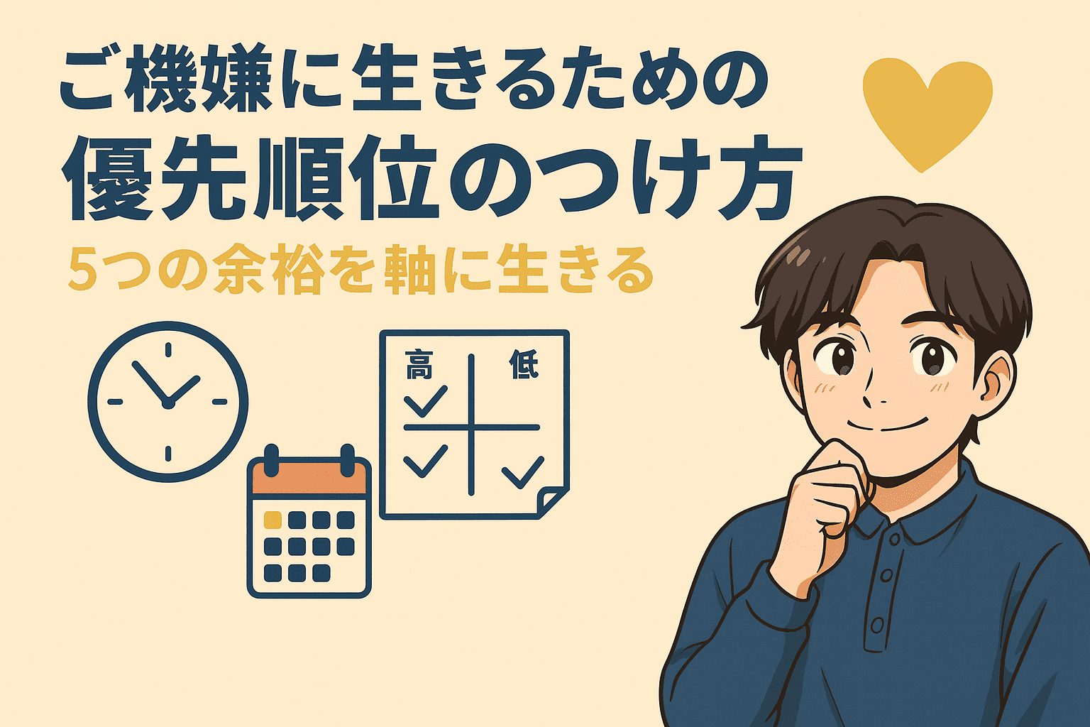 ご機嫌に生きるための「優先順位のつけ方」｜5つの余裕を軸に生きる
